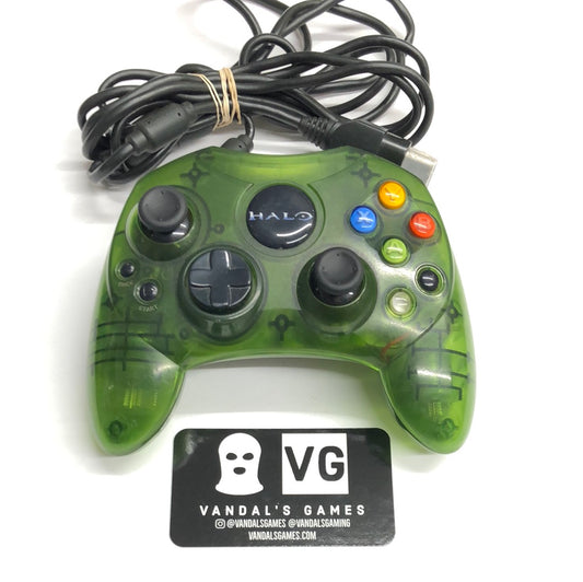 Xbox - Controller Halo Edition OEM Green W/ Halo Logo Microsoft Xbox Tested #2841