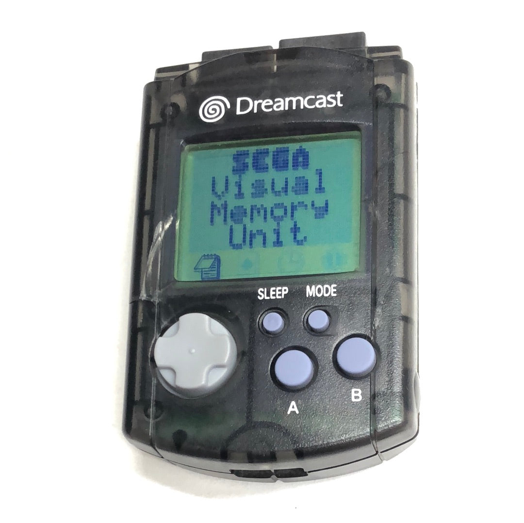 Dreamcast - VMU Clear Black Sega Visual Memory Unit W/ New Batteries Cracked #2500