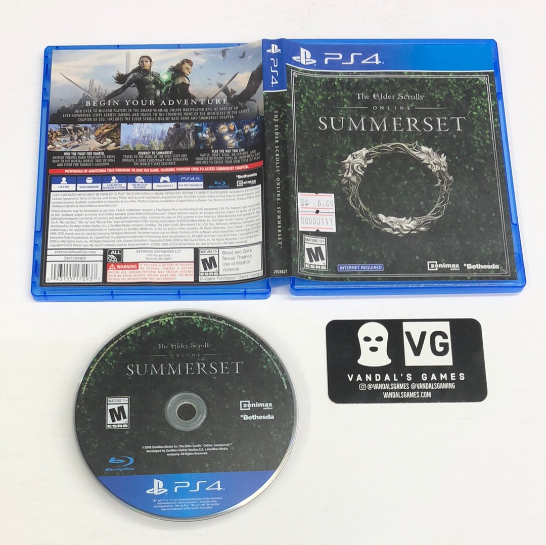 Ps4 - The Elder Scrolls Online Summerset Sony PlayStation 4 W/ Case #111