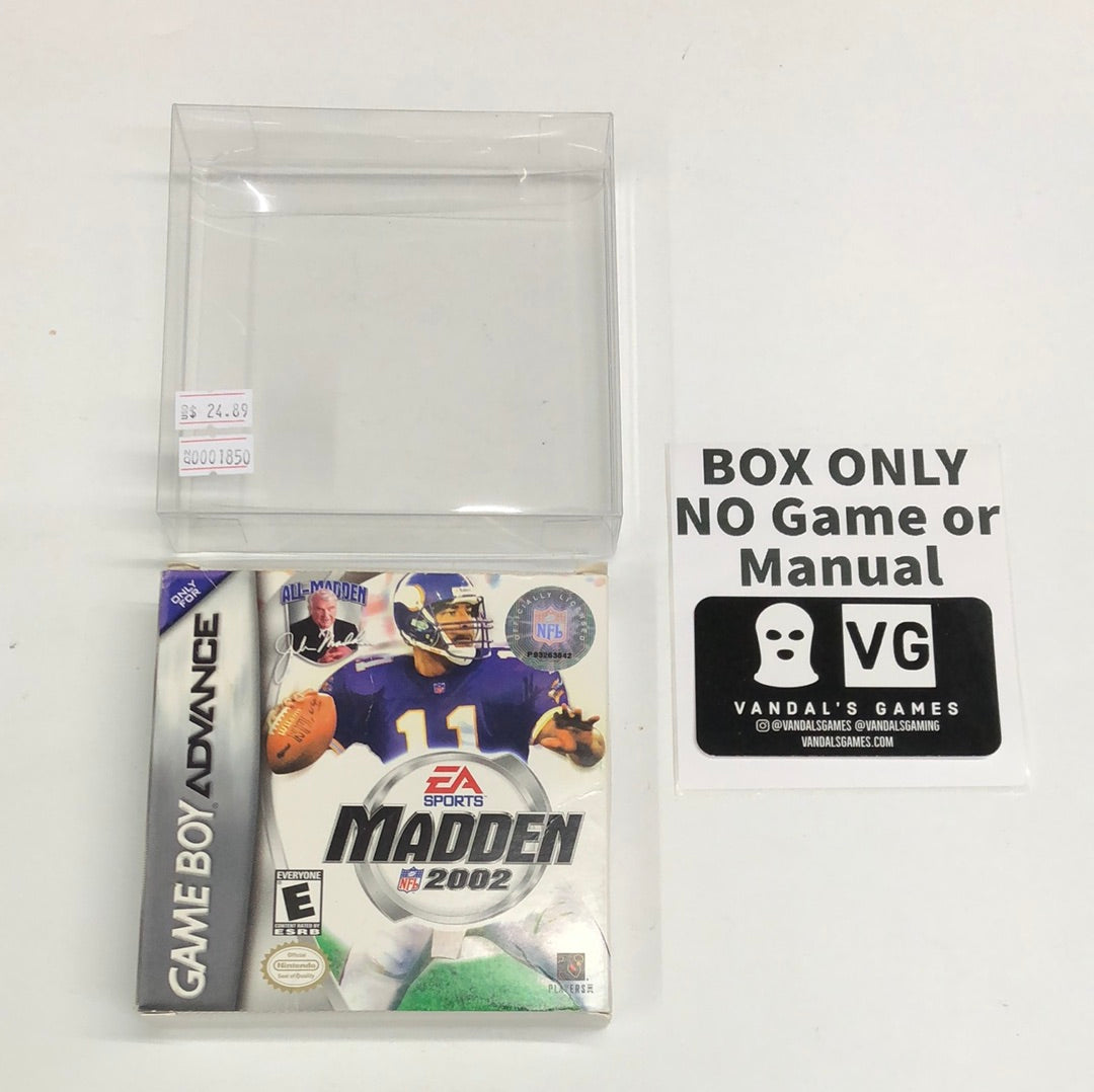 GBA - Madden NFL 2002 Nintendo Gameboy Advance Box Only #1850