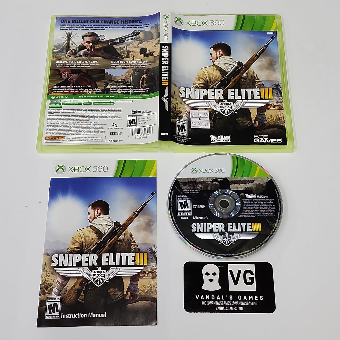 Xbox 360 - Sniper Elite III Microsoft Xbox 360 Complete #111
