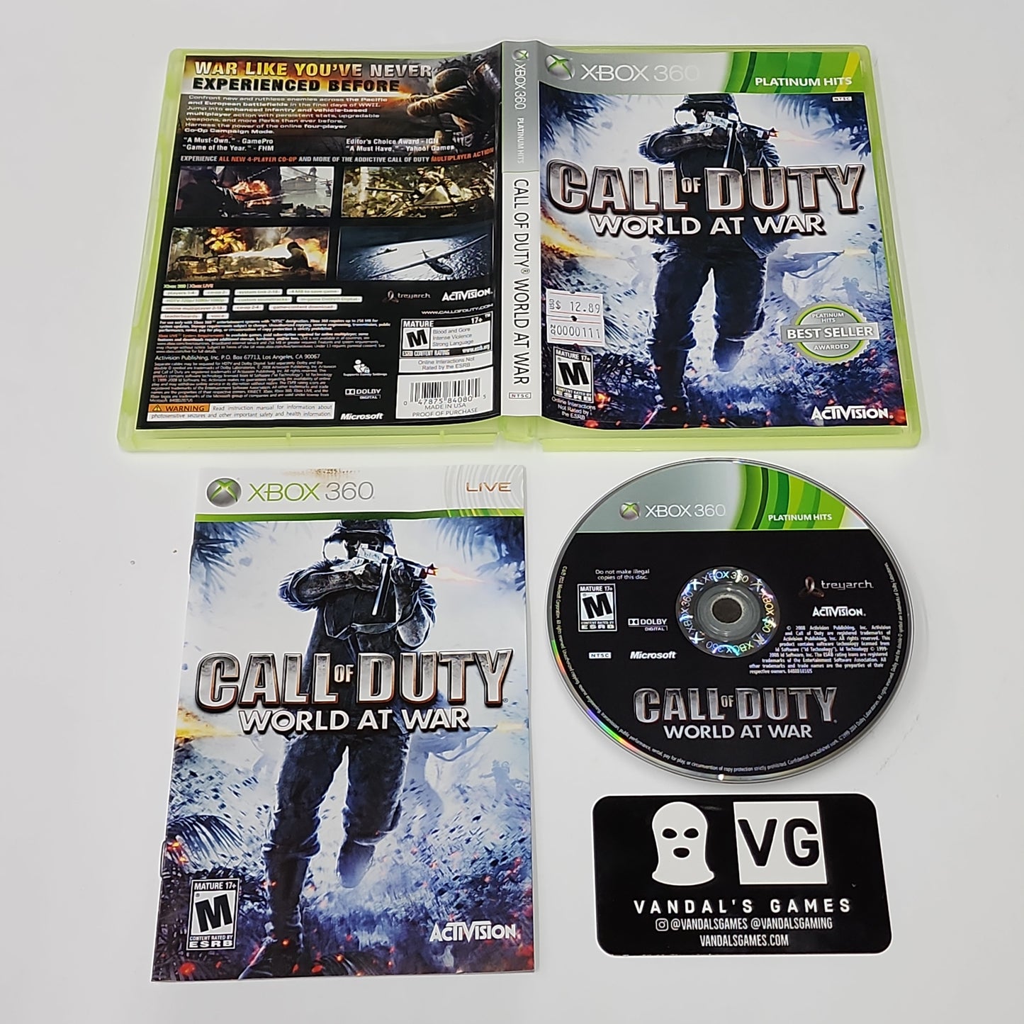 Xbox 360 - Call of Duty World at War Platinum Hits Microsoft Complete #111