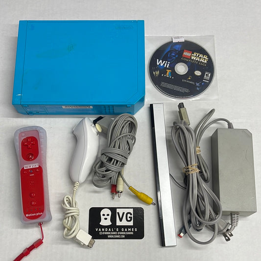 Wii - Console Blue W/ Cables and Game Nintendo Wii Complete Tested #2845