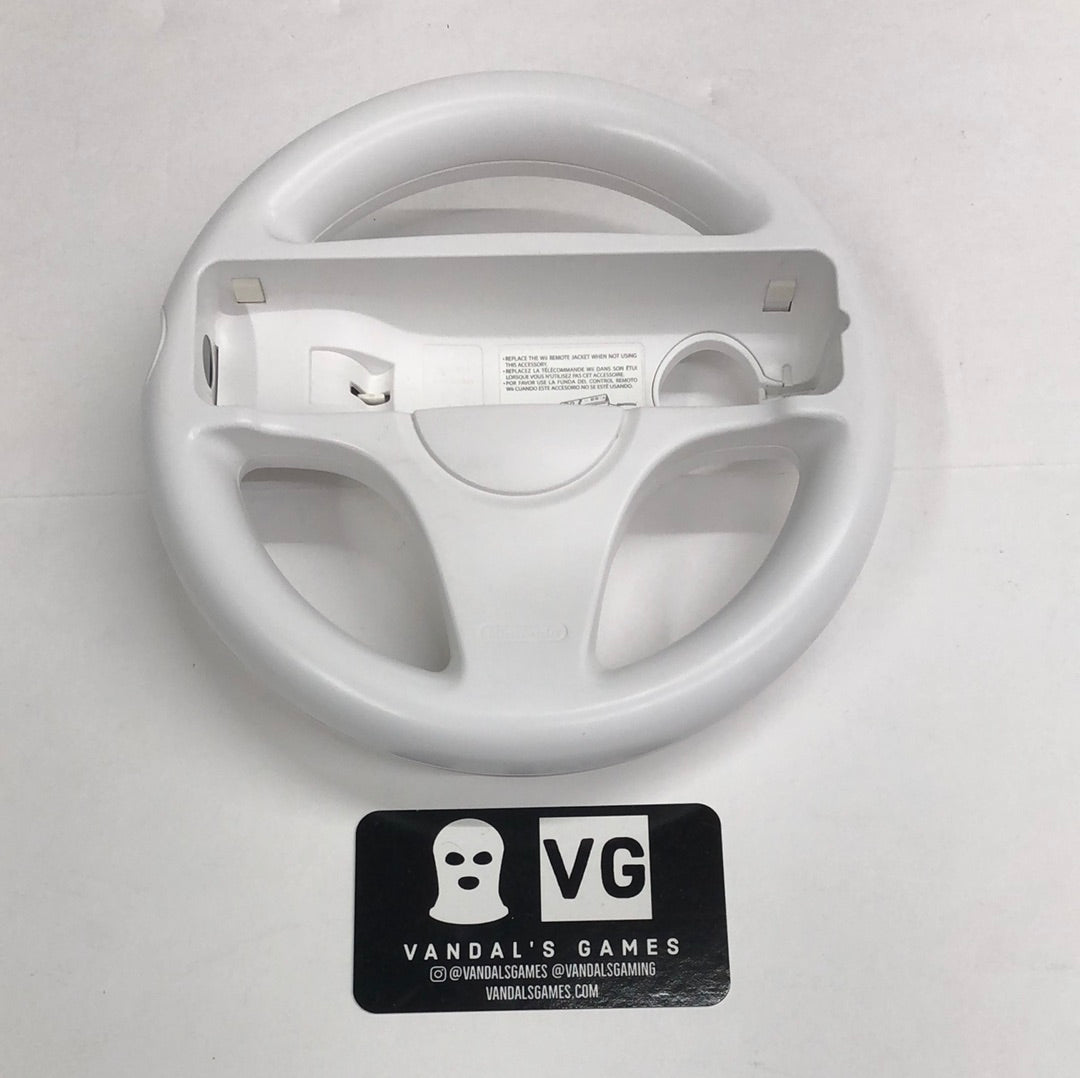 Wii - Steering Wheel OEM White Nintendo Wii For Racing Games or Mario Kart #111
