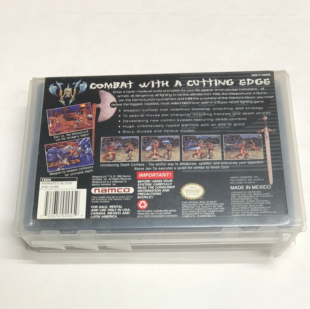 Snes - Weaponlord Original Box Cut Ex Rental Super Nintendo W/ Case #2696
