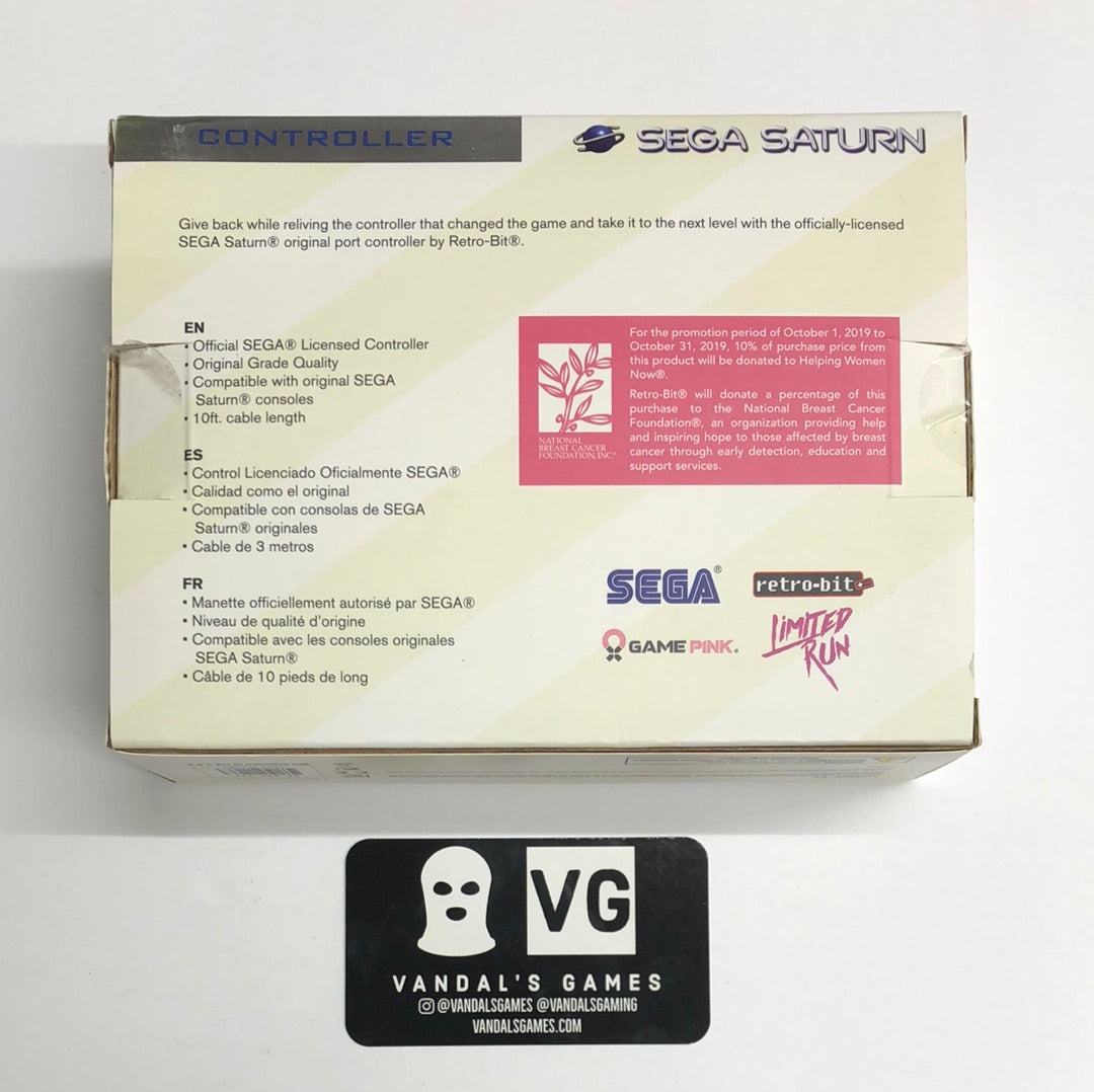 Saturn - Retro-Bit Controller Clear Pink Limited Run Games Sega New Open Box #111