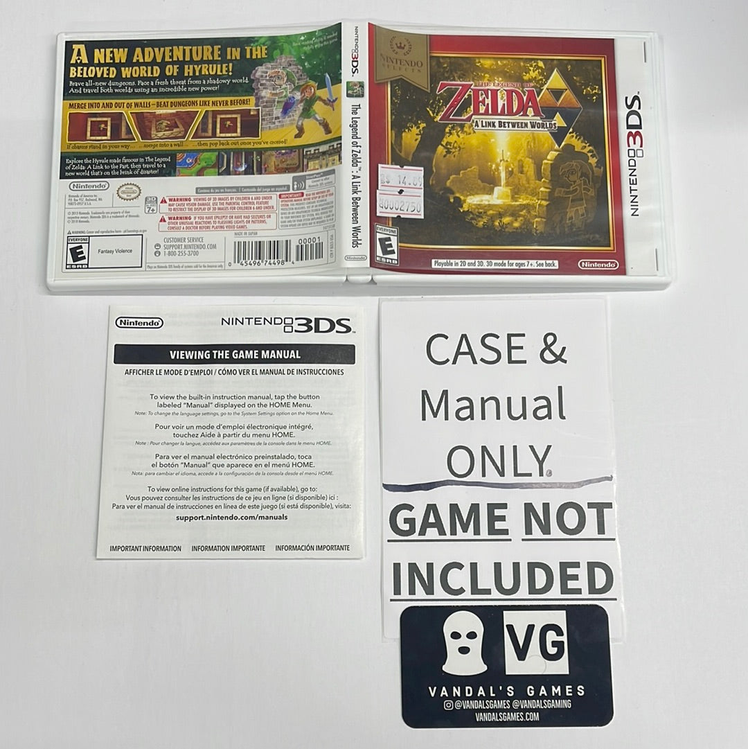 3ds - The Legend of Zelda a Link Between Worlds CASE INSERT ONLY NO GAME #2750