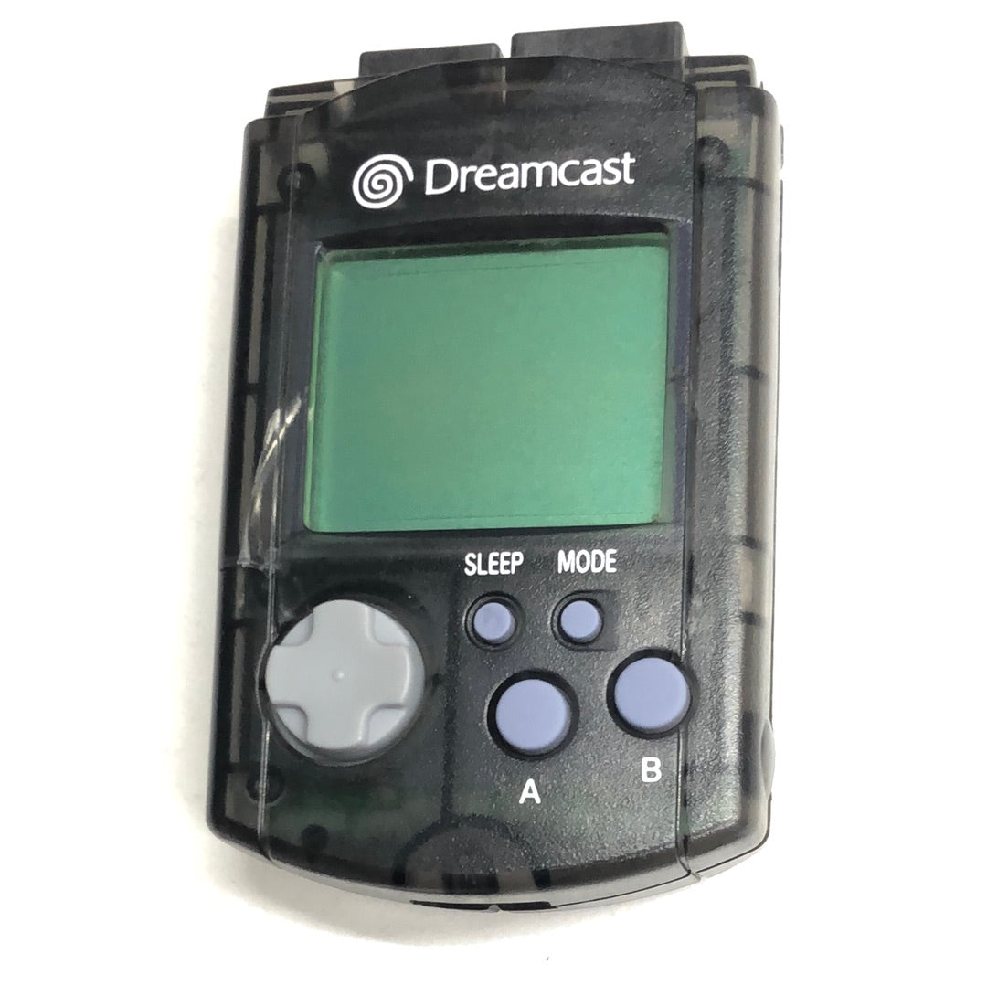 Dreamcast - VMU Clear Black Sega Visual Memory Unit W/ New Batteries Cracked #2500