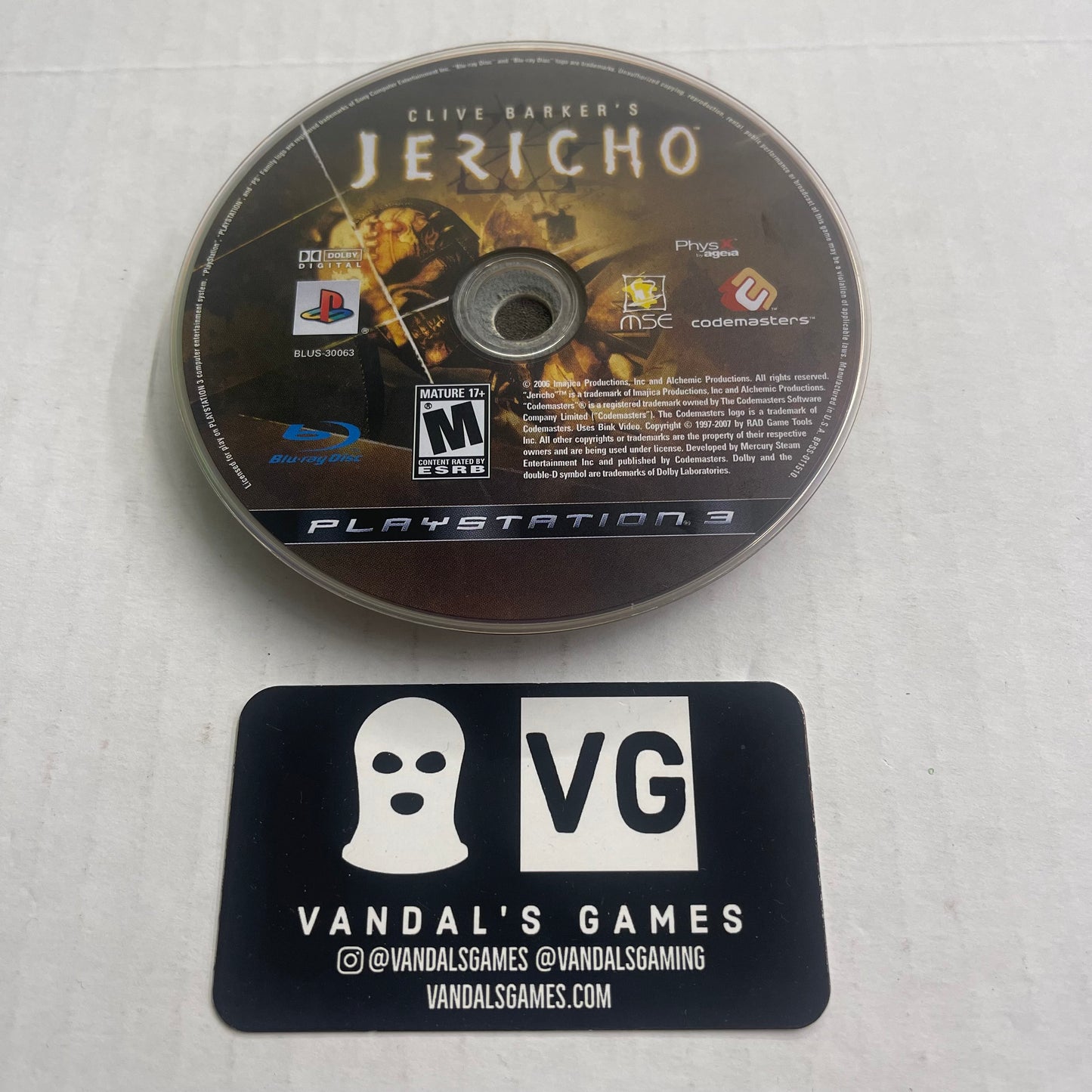 Ps3 - Clive Barker's Jericho Sony PlayStation 3 Disc Only #111