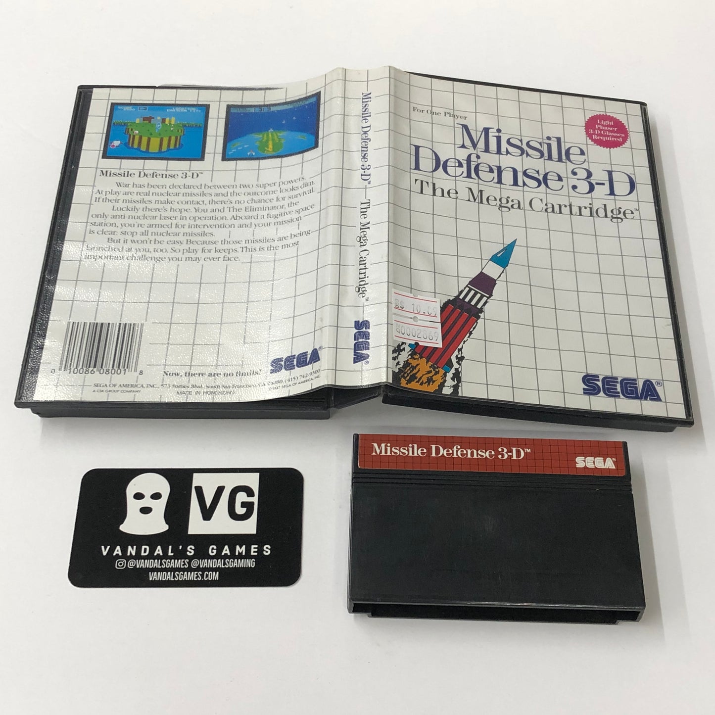 SMS - Missile Defense 3-d Sega Master System W/ Case #2869