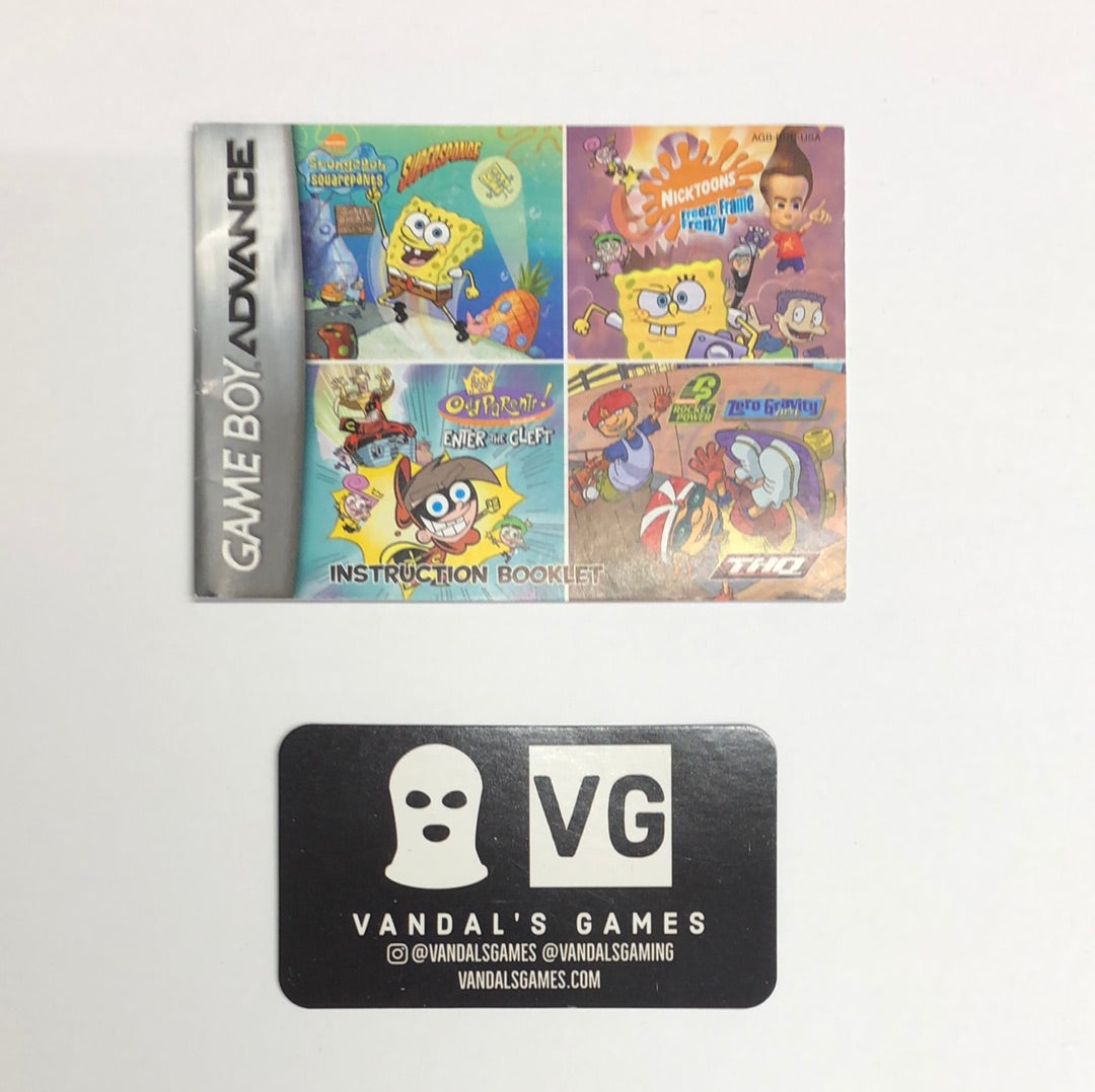 GBA - Nickelodeon 4 Games on One Game Pack Gameboy Advance Manual #1982