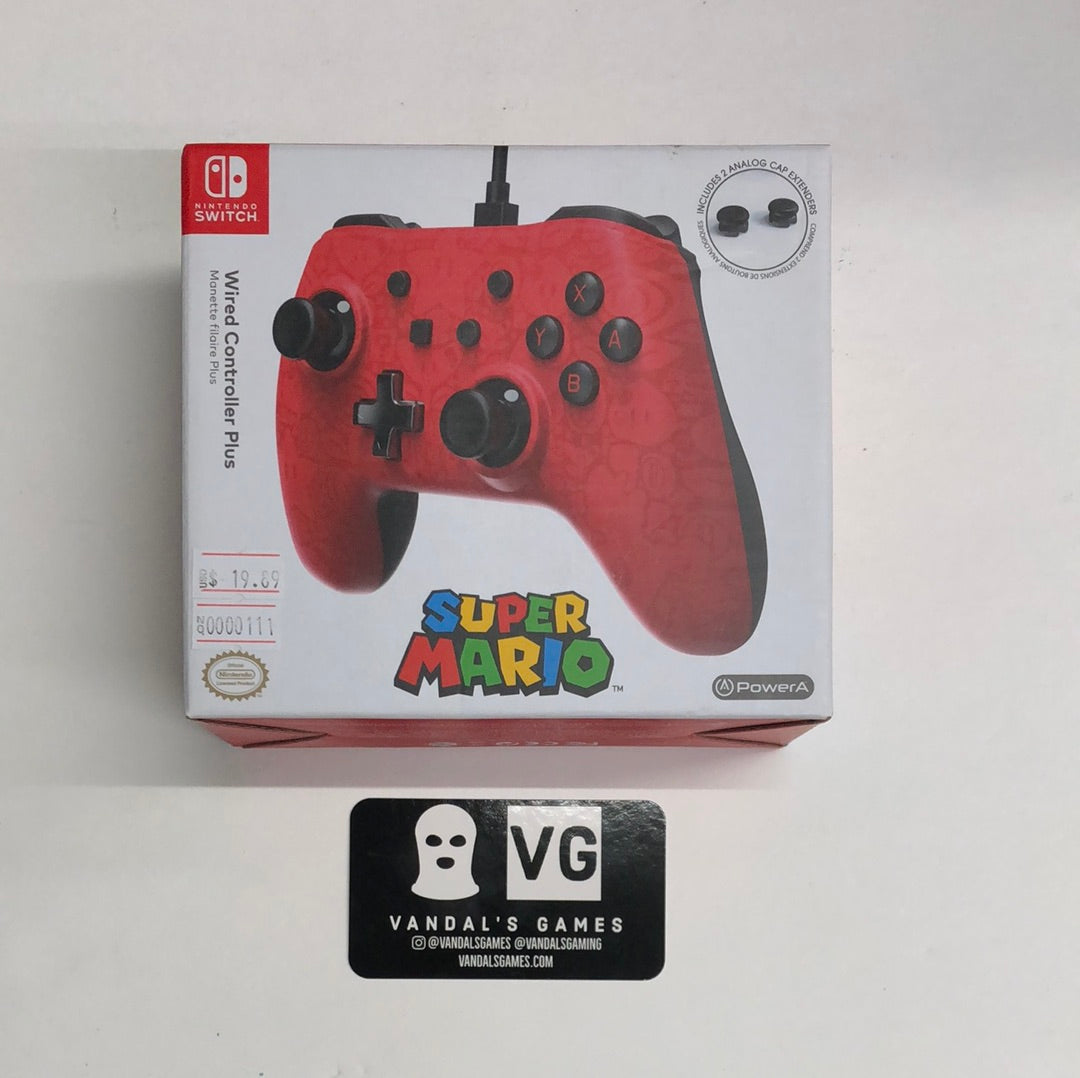 Switch - PowerA Super Mario Red Wired Controller Plus Nintendo New #111
