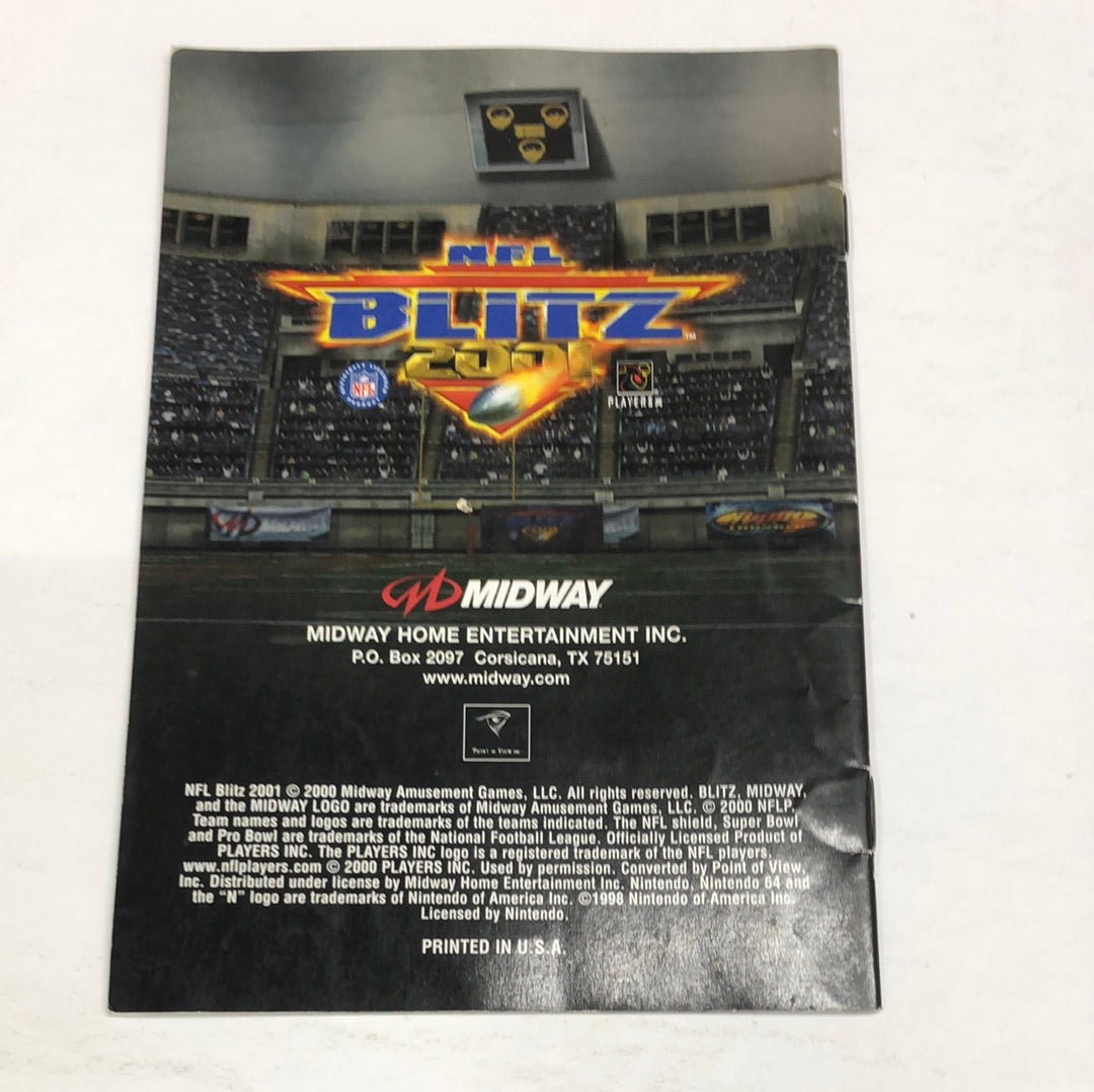 N64 - NFL Blitz 2001 Nintendo 64 Booklet Manual Only No Game #2026