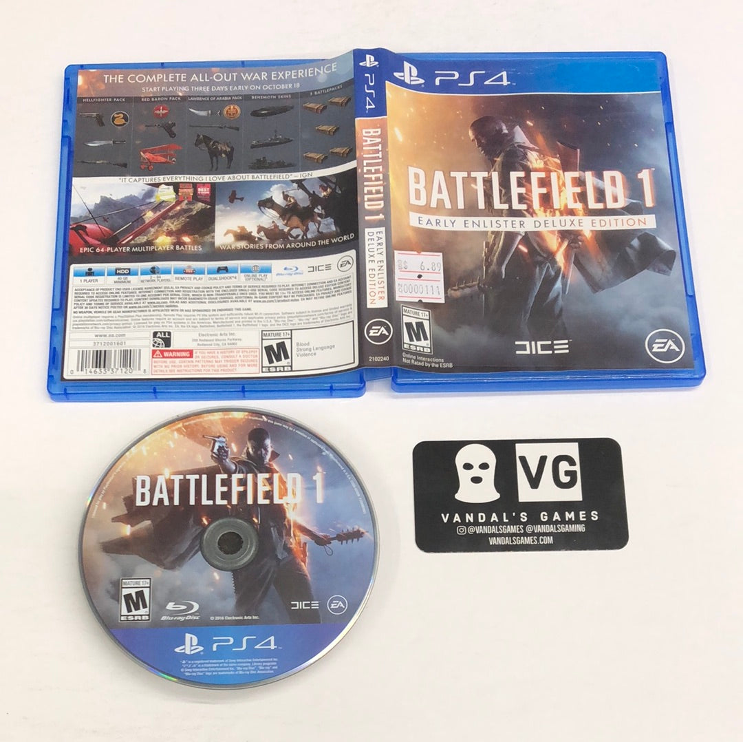 Ps4 - Battlefield 1 Early Enlister Deluxe Case NO DLC Sony PlayStation 4 W/ Case #111