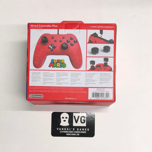 Switch - PowerA Super Mario Red Wired Controller Plus Nintendo New #111