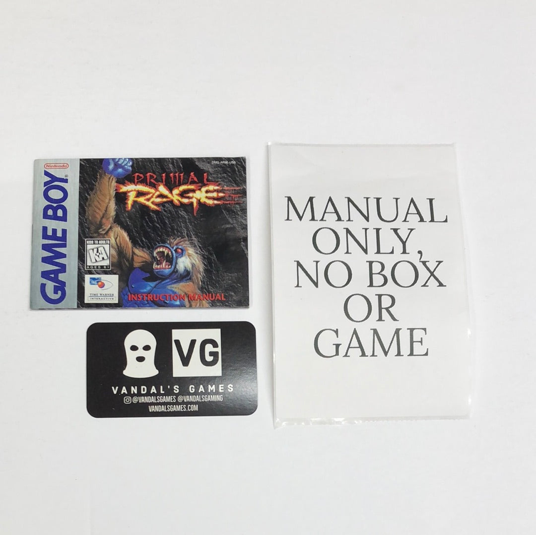 GB - Primal Rage Nintendo Gameboy Booklet Manual Only NO GAME #1991