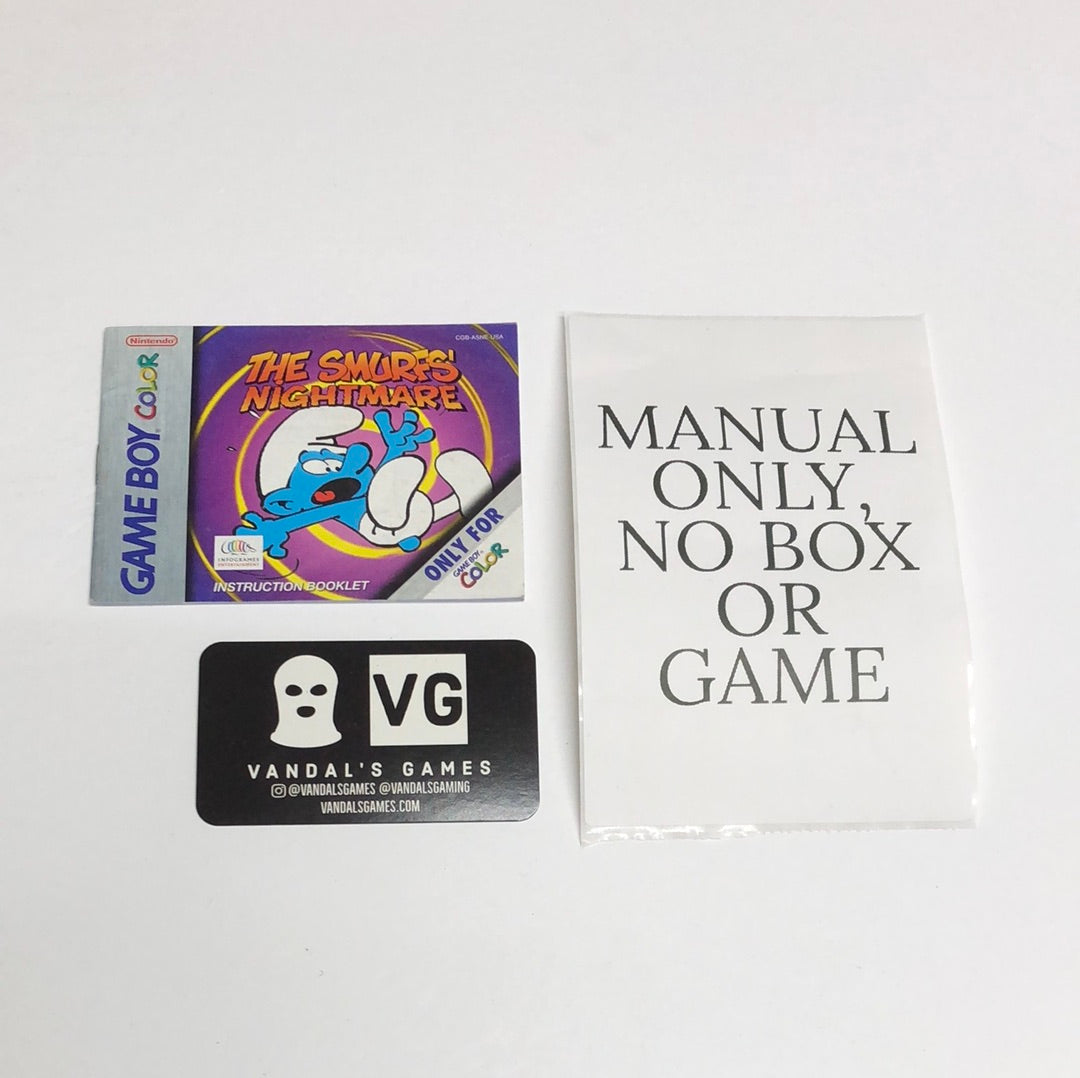 GBC - The Smurf's Nightmare Nintendo Gameboy Color Manual Only #1994