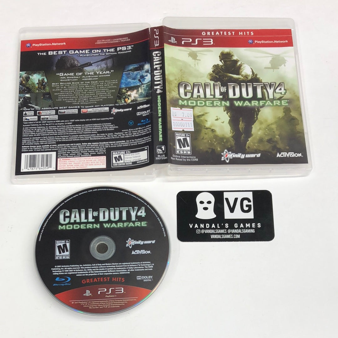 Ps3 - Call of Duty 4 Modern Warfare Greatest Hits Sony PlayStation 3 W/ Case #111