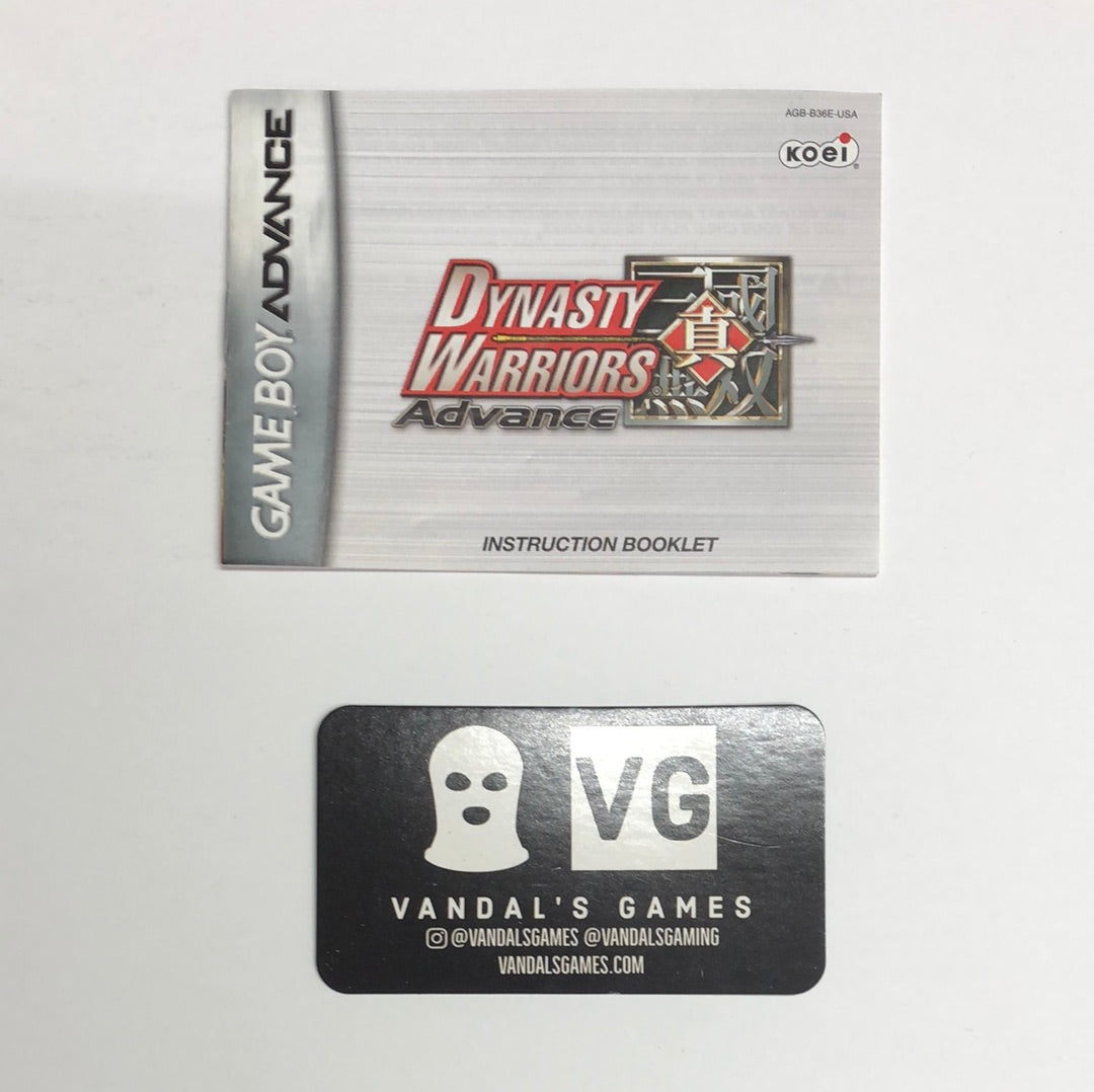 GBA - Dynasty Warriors Advance Gameboy Advance Manual Booklet Only #1982