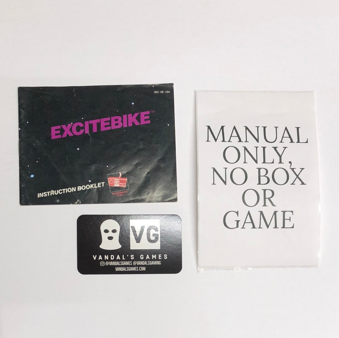 Nes - ExciteBike Nintendo Booklet Manual Only No Game #1998