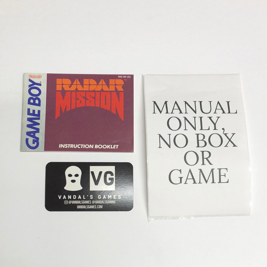 GB - Radar Mission Nintendo Gameboy Manual Booklet Only No Game #1995
