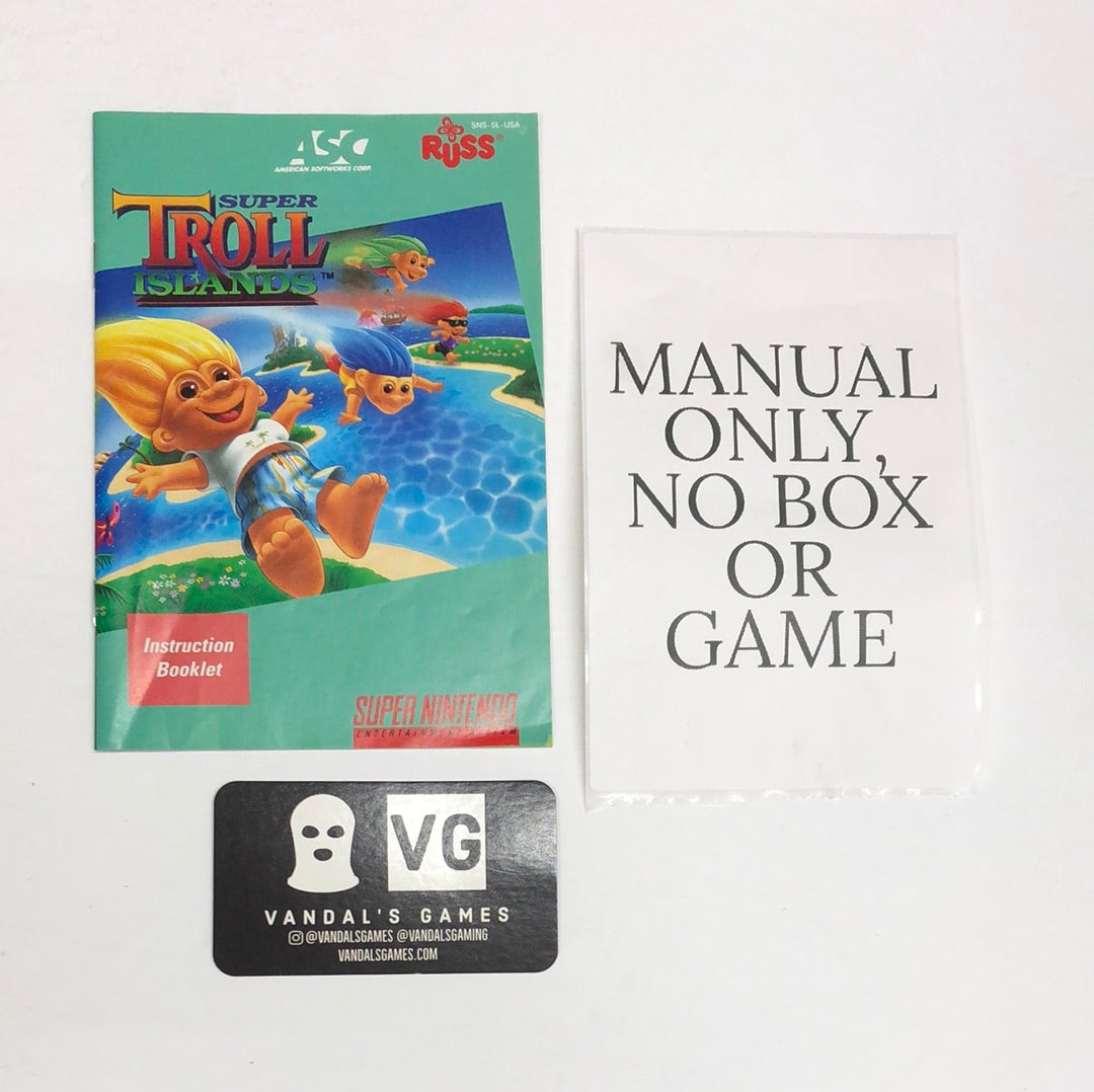 Snes - Super Troll Islands Super Nintendo Booklet Manual Only No Game #2026