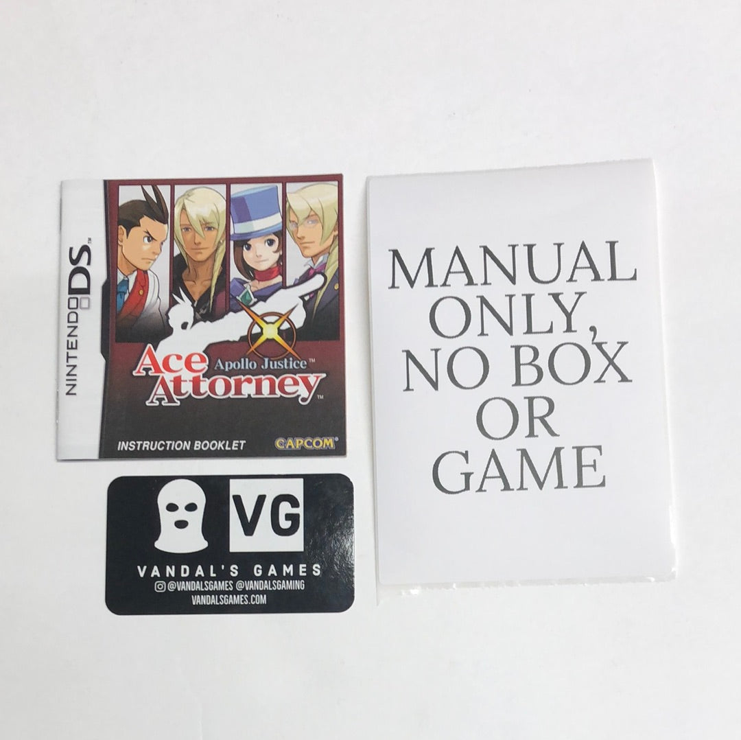 Ds - Ace Attorney Apollo Justice Nintendo Ds Manual Booklet Only No Game #2132