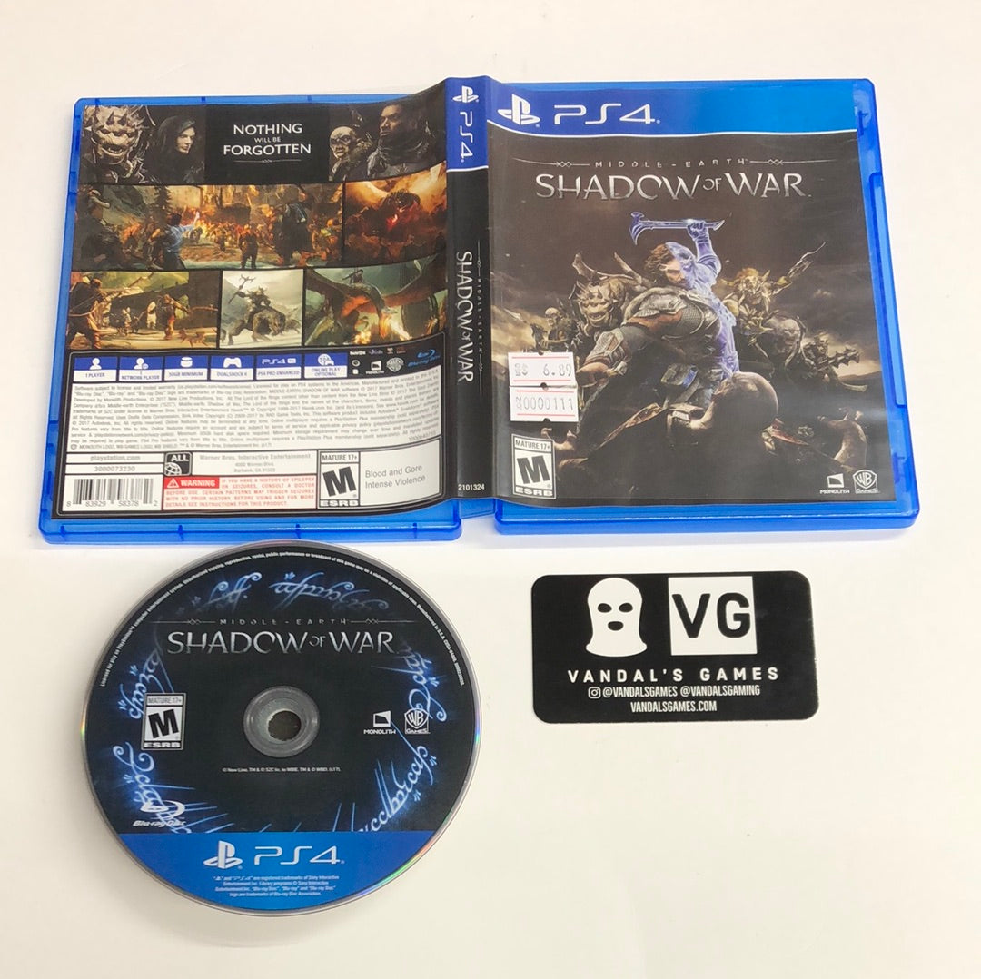 Ps4 - Middle Earth Shadow of War Sony PlayStation 4 W/ Case #111