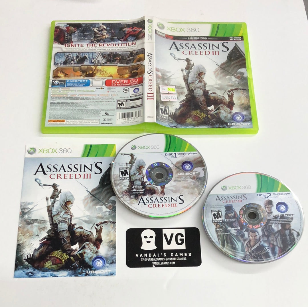 Xbox 360 - Assassin's Creed 3 III Gamestop Case No DLC Xbox 360 Complete #111