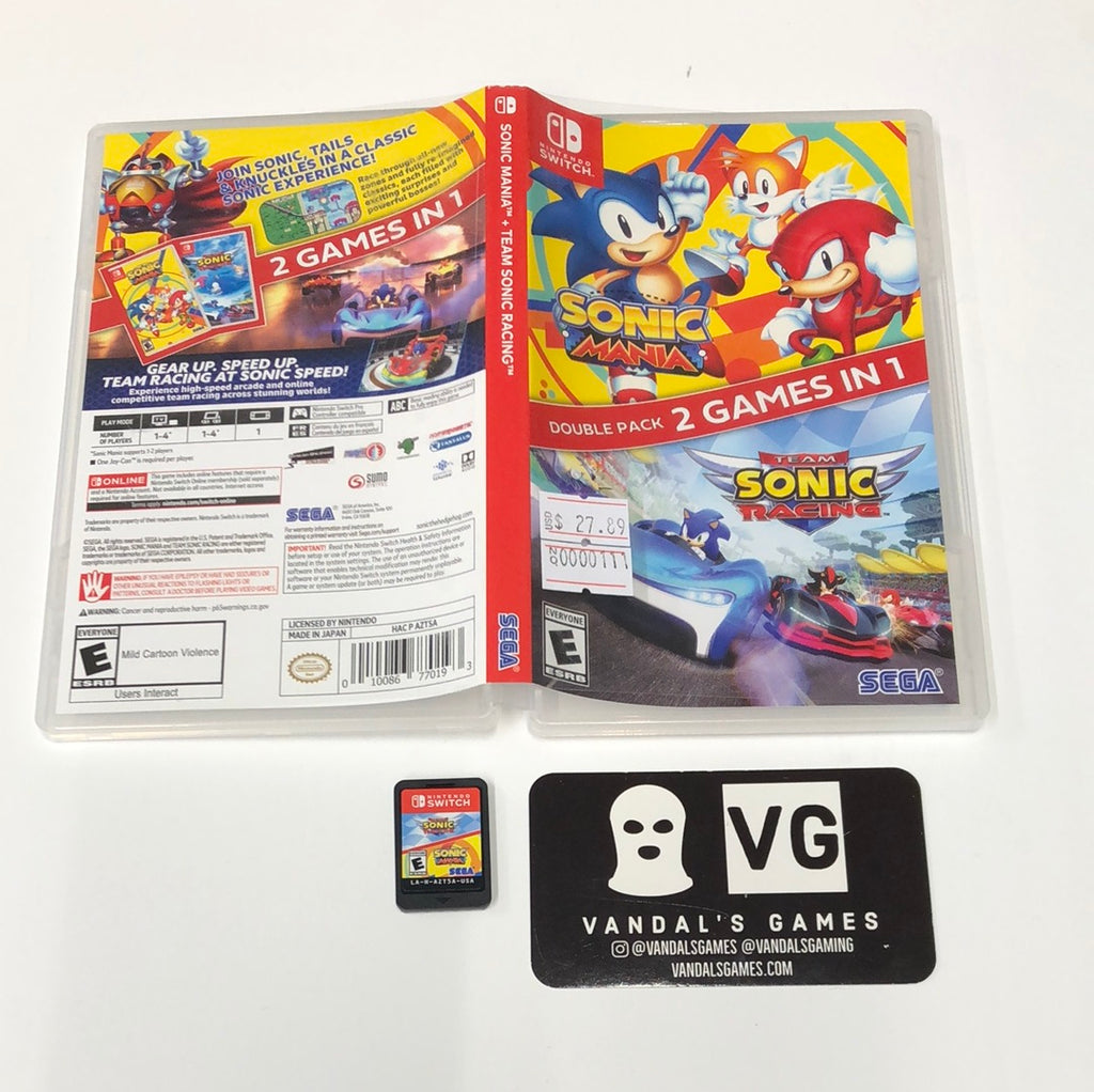 GTAGAMES - SWITCH . SONIC MANIA + TEAM SONIC RACING DOUBLE PACK . NOVO
