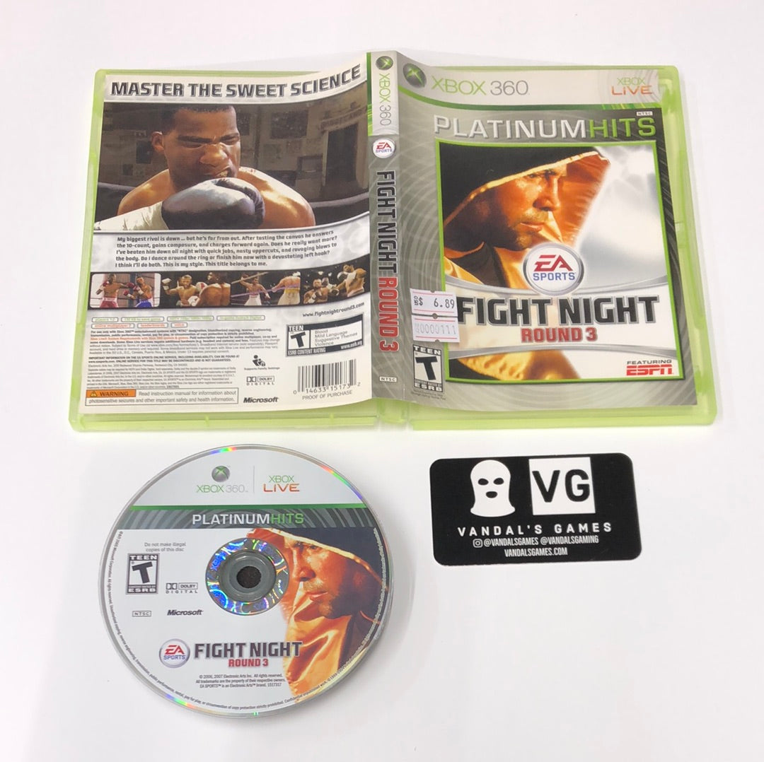 Xbox 360 - Fight Night Round 3 Platinum Hits Microsoft Xbox 360 W/ Case #111