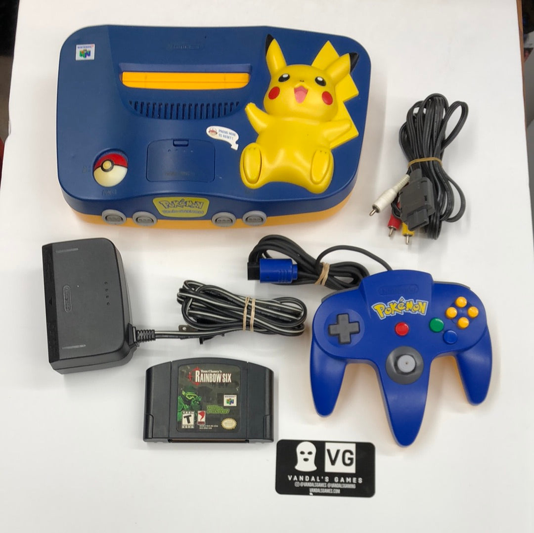 N64 - Pikachu Pokemon Console w/ Matching Controller Nintendo 64 Tested #111