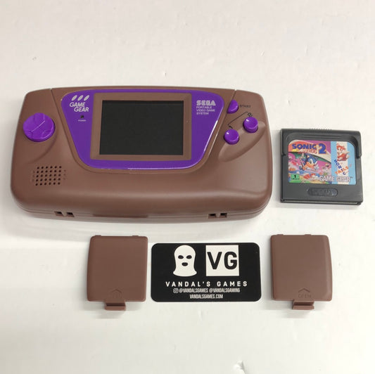 Game Gear - Modded w/ New Screen & Shell Recapped Sega Brown Purple #944