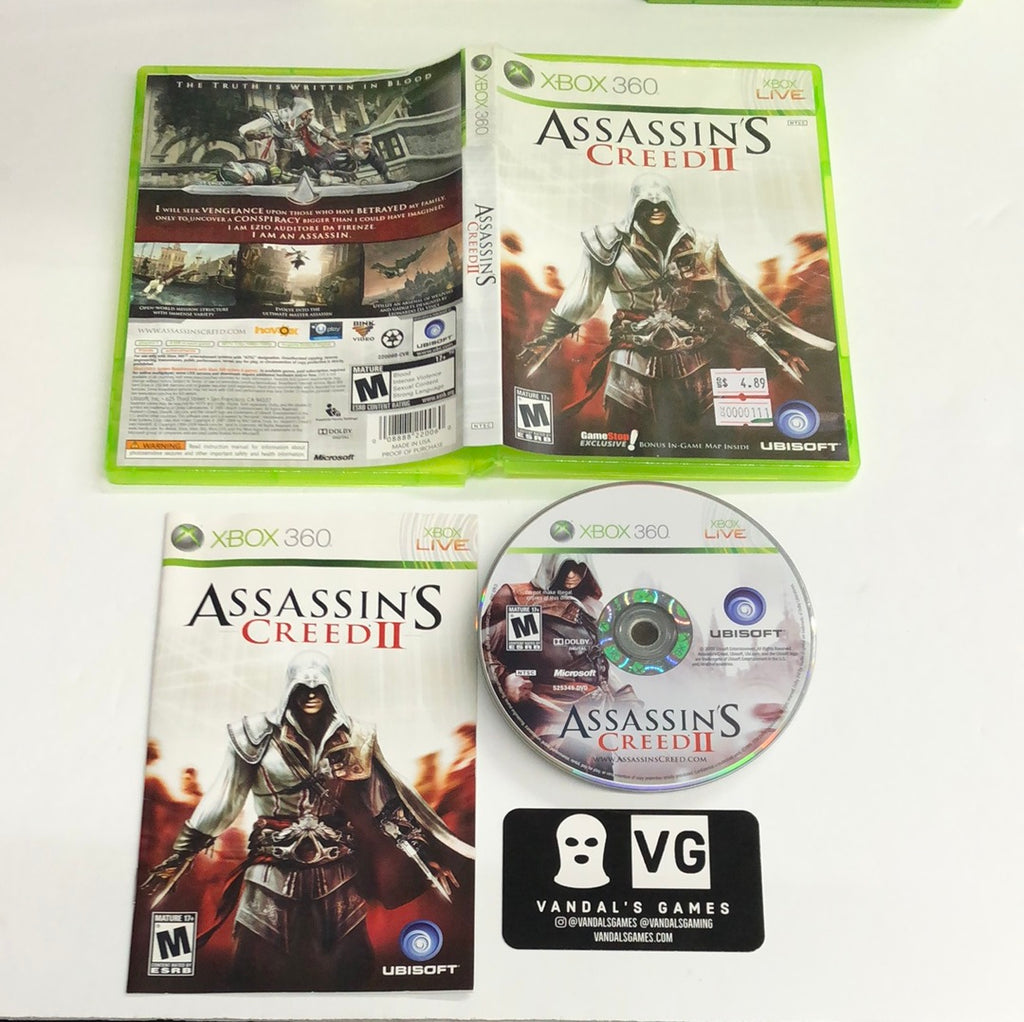 Assassin's Creed 2 (Microsoft XBOX 360, 2009) w/ Manual & Map Download  Tested