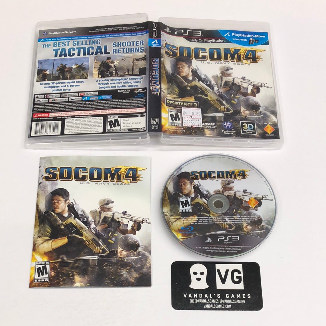 Ps3 - Socom 4 U.S. Navy Seal Resistance Cover Sony PlayStation 3 Complete #111