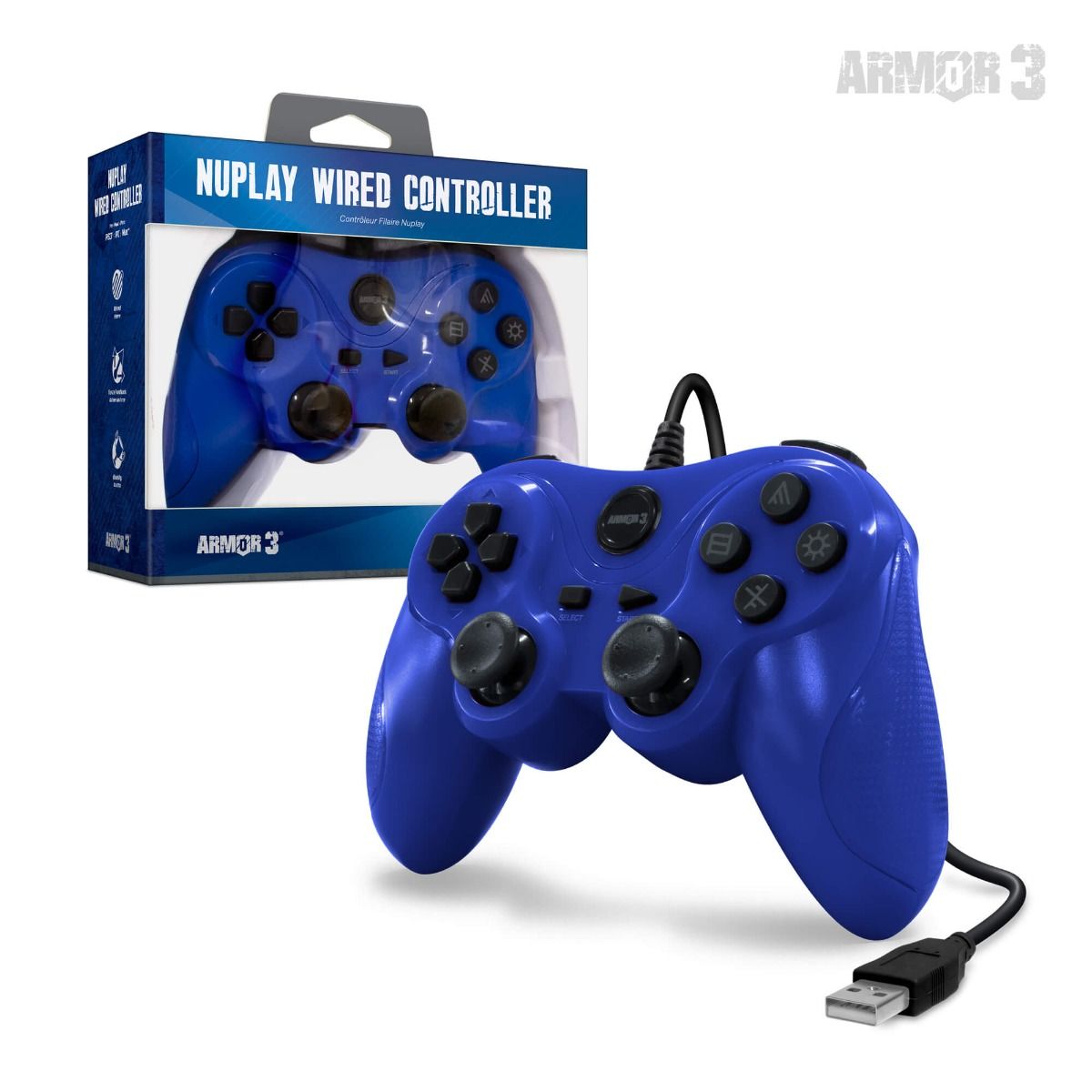 Ps3 - Armor3 NuPlay Wired Game Controller - Brand New