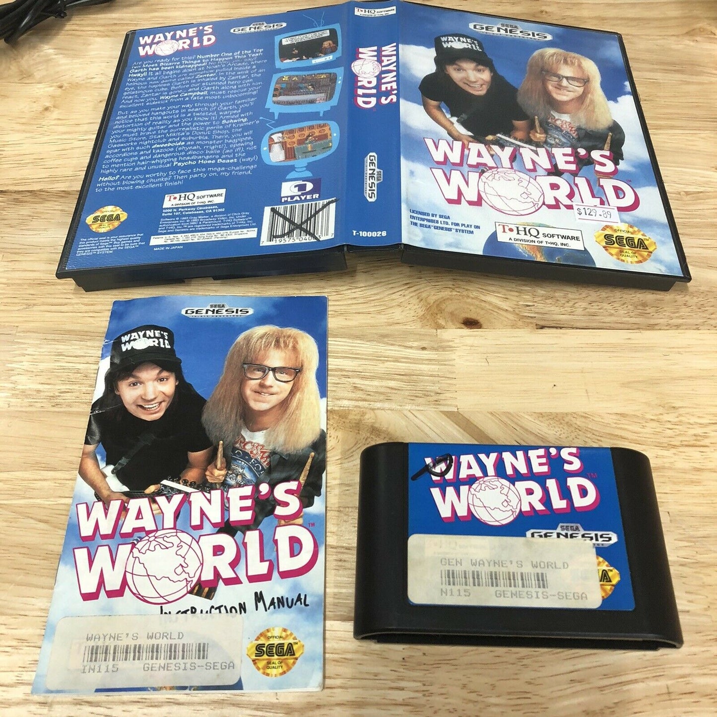 Genesis - Wayne's World Sega Genesis 1993 Complete